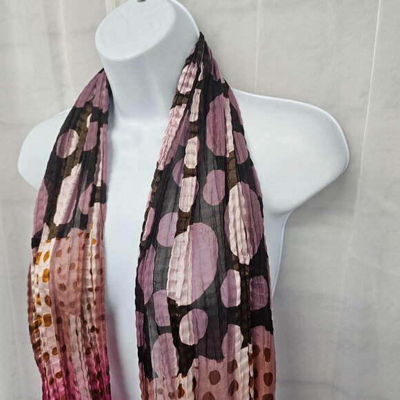 Purple Pink Polka Dot Scarf Crinkled Iridescent Boho Sheer Belt - Picture 5 of 8